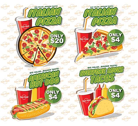 Fast Food Set Vector PNG Images Fast Food Banner Set Isolated Design