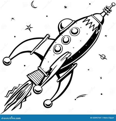 Retro Rocketship Stock Vector Image 42095764