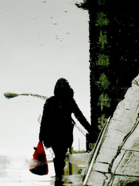 Vista Trasera De La Silueta De Una Mujer De Pie En El Agua Foto Premium