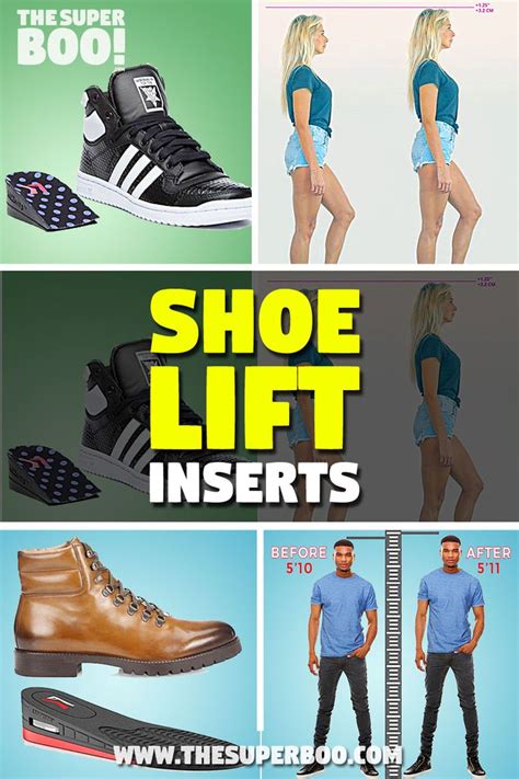 An Advertisement For Shoe Lift Inserts With Images Of Men And Women In