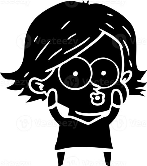 Cartoon Girl Pouting Solid Black Icon 45452336 Png