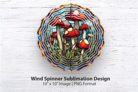 Mushroom Wind Spinner Sublimation Design PNG 7