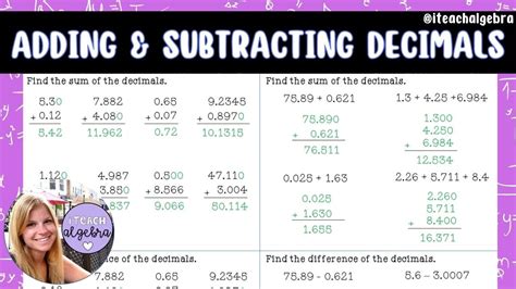 Adding And Subtracting Decimals Middle School Math Youtube