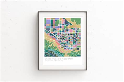 Grand Junction Colorado Map Watercolor Print Topographic Map - Etsy