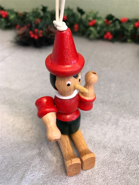 Vintage Puppet Wooden Pinocchio Handpainted Poseable Wooden Ornament