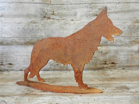 German Shepherd Rustic Home Decor Rusty Metal Dog Shelf Etsy Uk