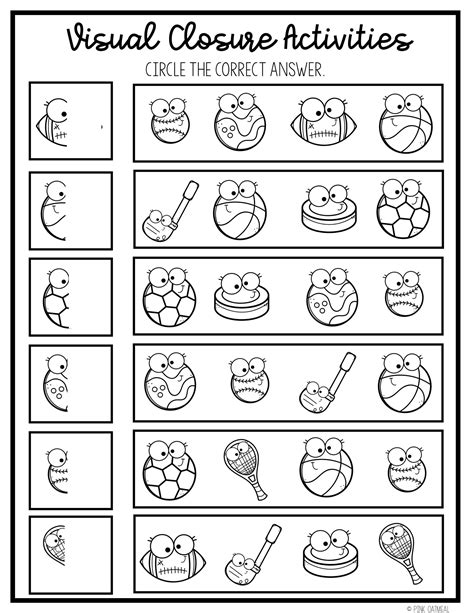 Visual Closure Activity Sheets Pink Oatmeal Shop