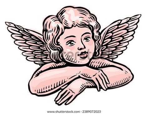 Cute Angel Baby Wings Heavenly Child Stock Vector (Royalty Free ...