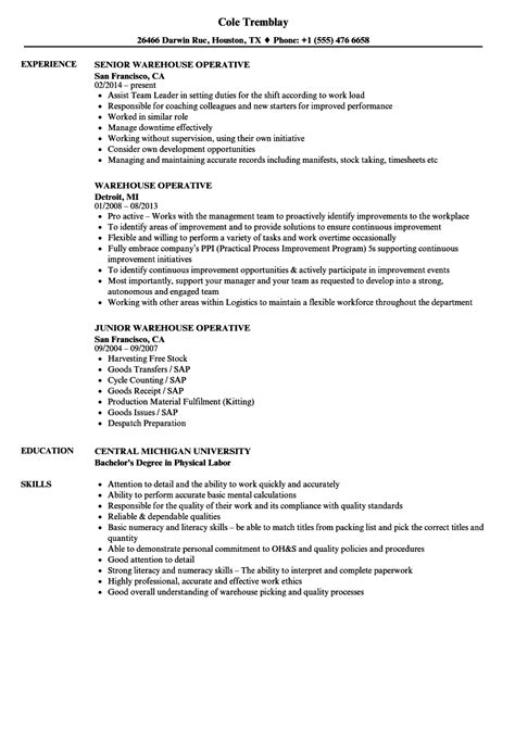 Warehouse Operative Resume Samples Velvet Jobs