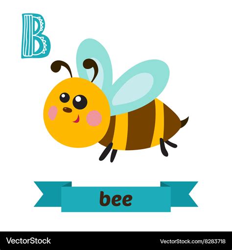 Bee B Letter Cute Children Animal Alphabet In Vector Image