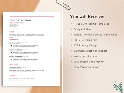 Ats Friendly Resume Template For Google Docs Word Ats Professional