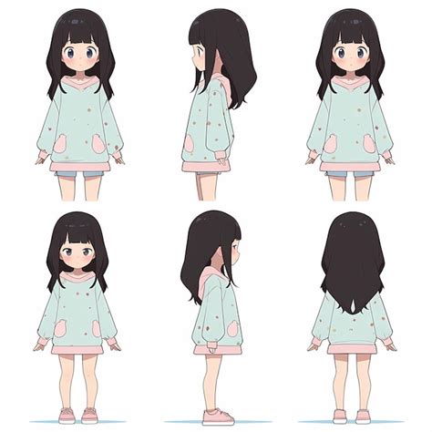 Adorable Kawaii Chibi Anime Character Model Sheet Art En Lindo Estilo