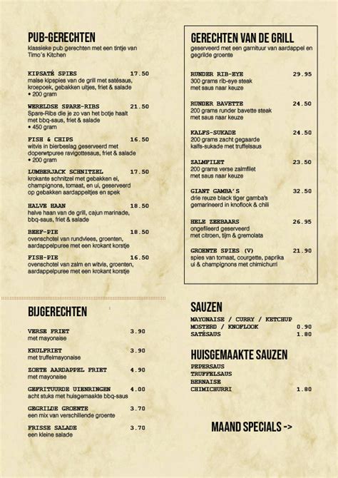 Menu De Baron Pub Grill