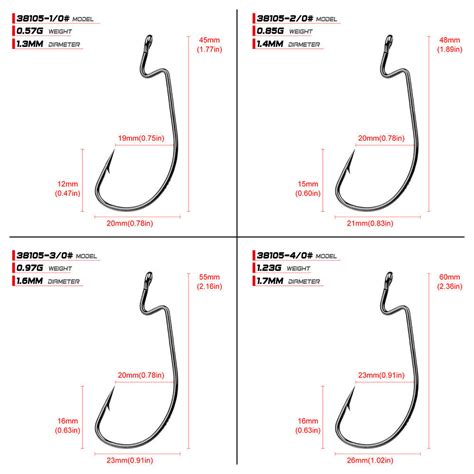 Lot Wide Gap Worm Hook Jig Fishing Crank Bass Hook For Soft Bait