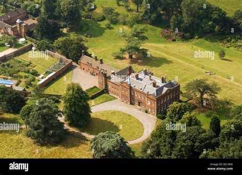 Aerial view of Dudmaston Hall in Shropshire Uk Stock Photo - Alamy