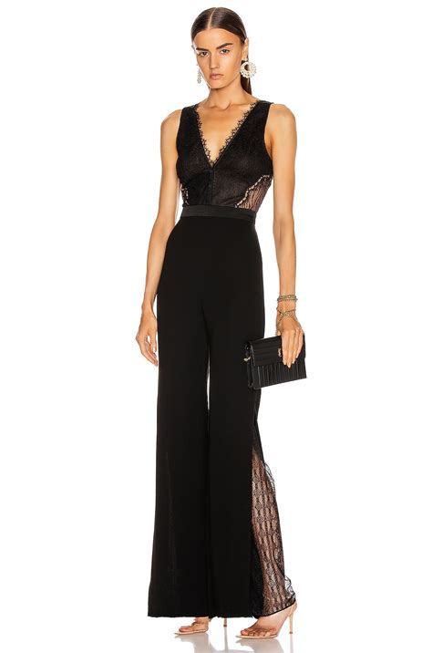 SIMKHAI Sateen Lingerie Lace Jumpsuit In Black FWRD
