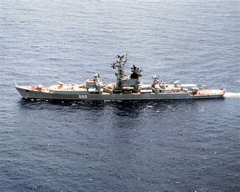 An Aerial Port Beam View Of A Soviet Kresta I Class Guided Missile