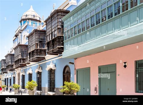 Historic Colonial Style Buildings Near The Plaza De Armas Lima Peru