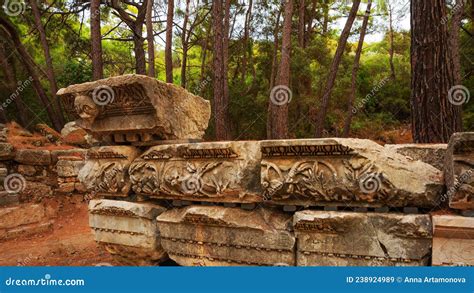 Phaselis Turkey View Of The Ruins Of The Ancient City Of Phaselis In