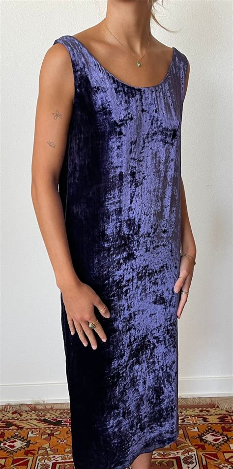 S Isaac Mizrahi Purple Velvet Shift Dress Gem