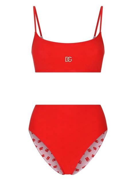 Dolce Gabbana Dg Logo Bikini Red Editorialist