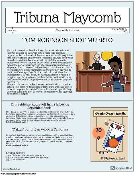 Proyecto De Peri Dico Tkam Storyboard Par Es Examples