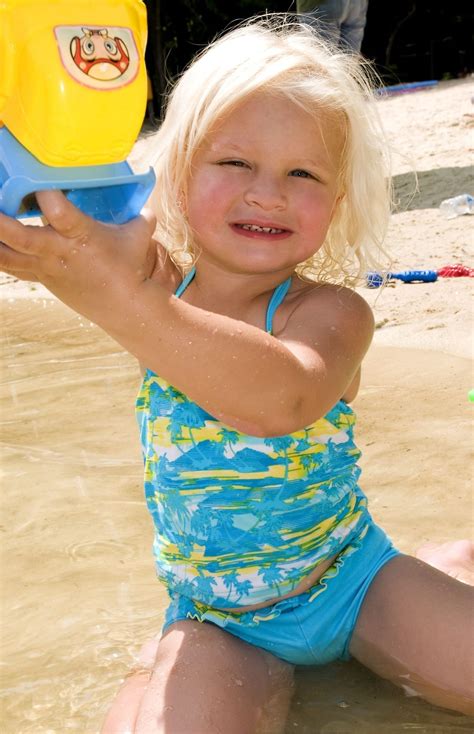 Free Picture Young Girl Wading Water Lake Shoreline Swimsuit