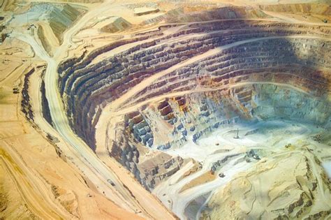 Premium Photo Close Up Aerial View Of The Pit Of A Copper Mine At The