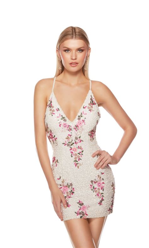 Beaded Floral Short Homecoming Dress With Open Back