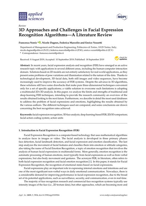 PDF 3D Approaches And Challenges In Facial Expression Recognition