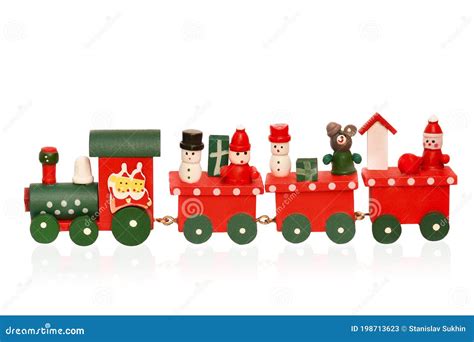 Tren De Juguetes De Navidad Aislado Sobre Fondo Blanco Copiar Espacio