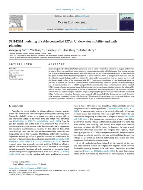 PDF SPH DEM Modeling Of Cable Controlled ROVs Underwater Mobility