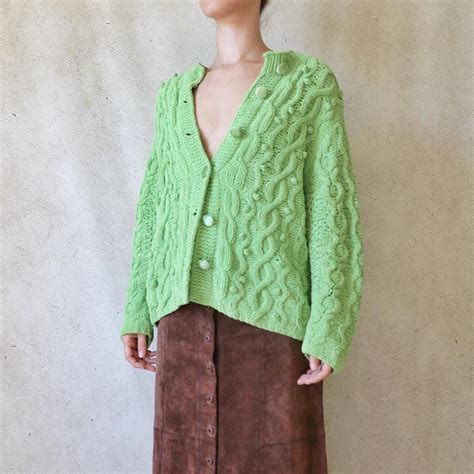 Womens Green Cardigan Depop