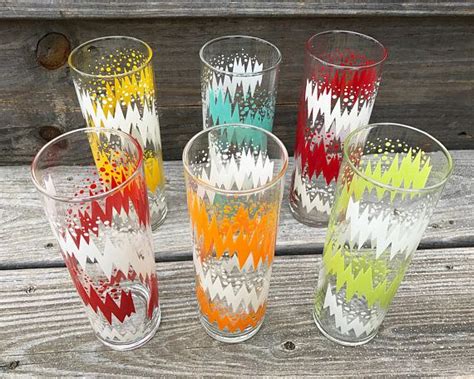 Mid Century Libbey Zig Zag Iced Tea Tom Collins Tall Etsy Libbey Mid Century Glassware