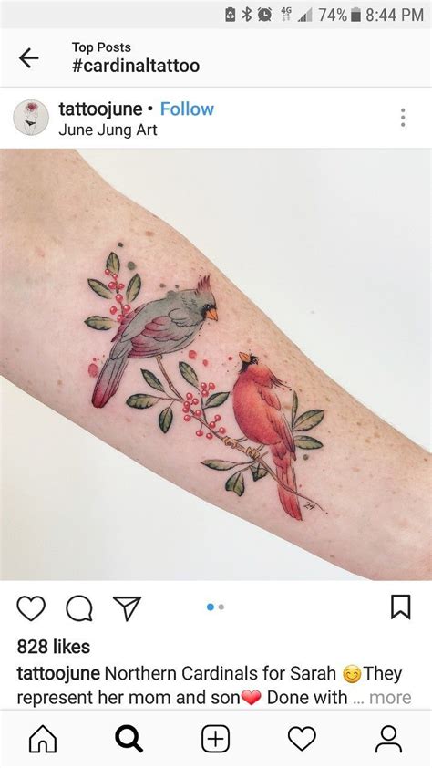 Female Cardinal Bird Tattoo