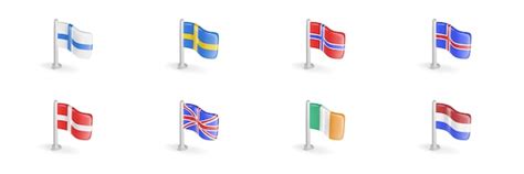 Premium Vector | 3D flag of Finland Sweden Norway Iceland Denmark Great ...