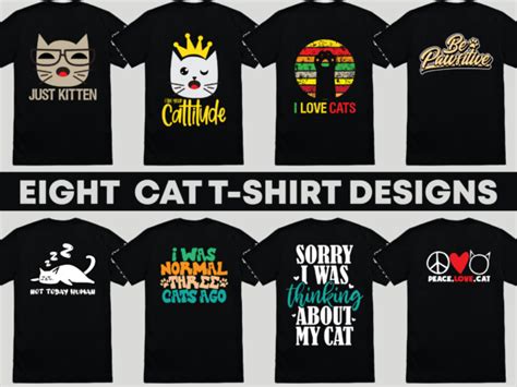 Cat Funny T Shirt Design Bundles Eight Tshirt Design Cat Lover Ai File Png File Svg File