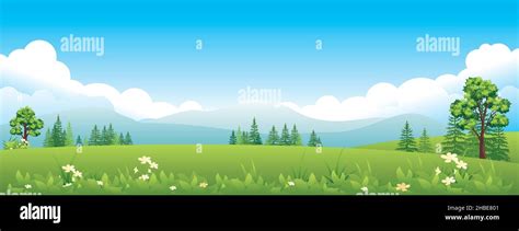 wide horizontal panorama  summer landscape  mountains meadows