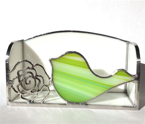 Stained Glass Business Card Holders Birds And Roses Are A Cheerful Choice Joie De Light