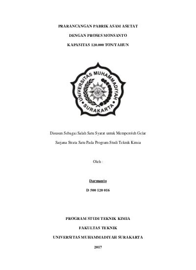 Prarancangan Pabrik Etil Asetat Dari Asam Asetat Dan Etanol Dengan