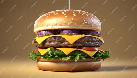 Premium Photo | A hamburger with cheeseburger on the top