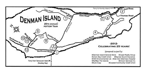 Denman Island Pottery Tour 2012: MAP