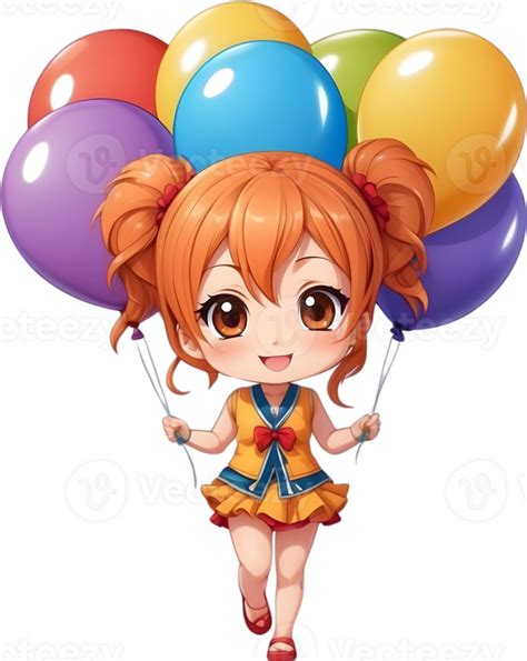 AI generated an anime girl with balloons on her head ai generative ...