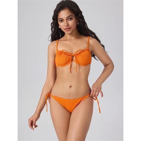 Buy Cider Solid Underwire Tie Side Bikini Top And Bikini Set Of S