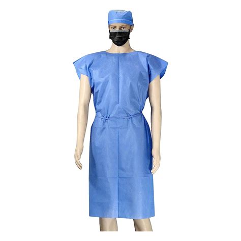 Disposable Sms Short Sleeve Isolation Gown Sleeveless Patient Gown Desechable Bata Paciente