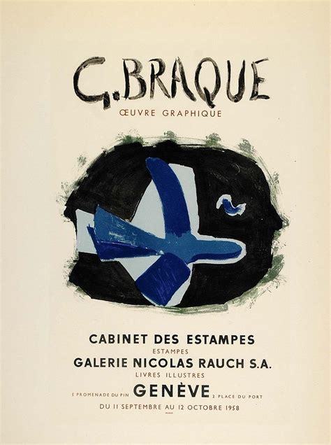 1959 Lithograph Braque Oeuvre Graphique Rauch Mourlot ORIGINAL OP1