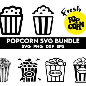 Popcorn Svg Bundle, Popcorn Box Svg, Popcorn Clipart, Popcorn ...