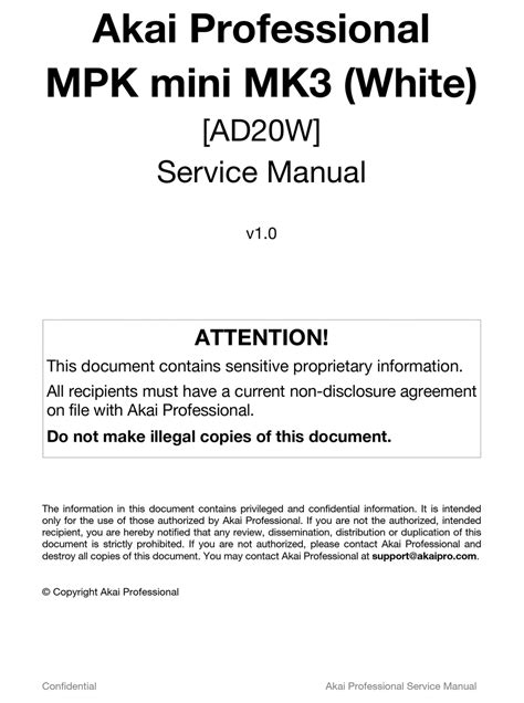 AKAI MPK MINI MK3 SERVICE MANUAL Pdf Download | ManualsLib