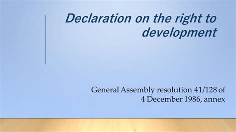 Declaration On The Right To Development YouTube