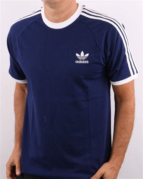 Adidas Originals Retro 3 Stripes T Shirt Navy 80s Casual Classics